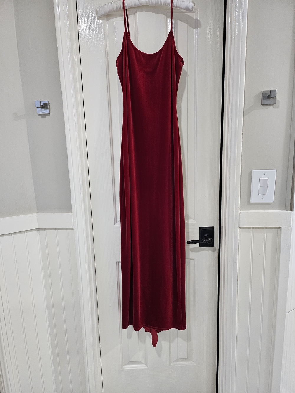 Red Velvet Maxi Prom Slip Dress Size Medium - Picture 3 of 7